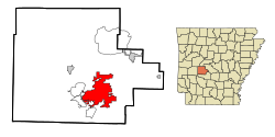 Garland County Arkansas Incorporated and Unincorporated areas Hot Springs Highlighted